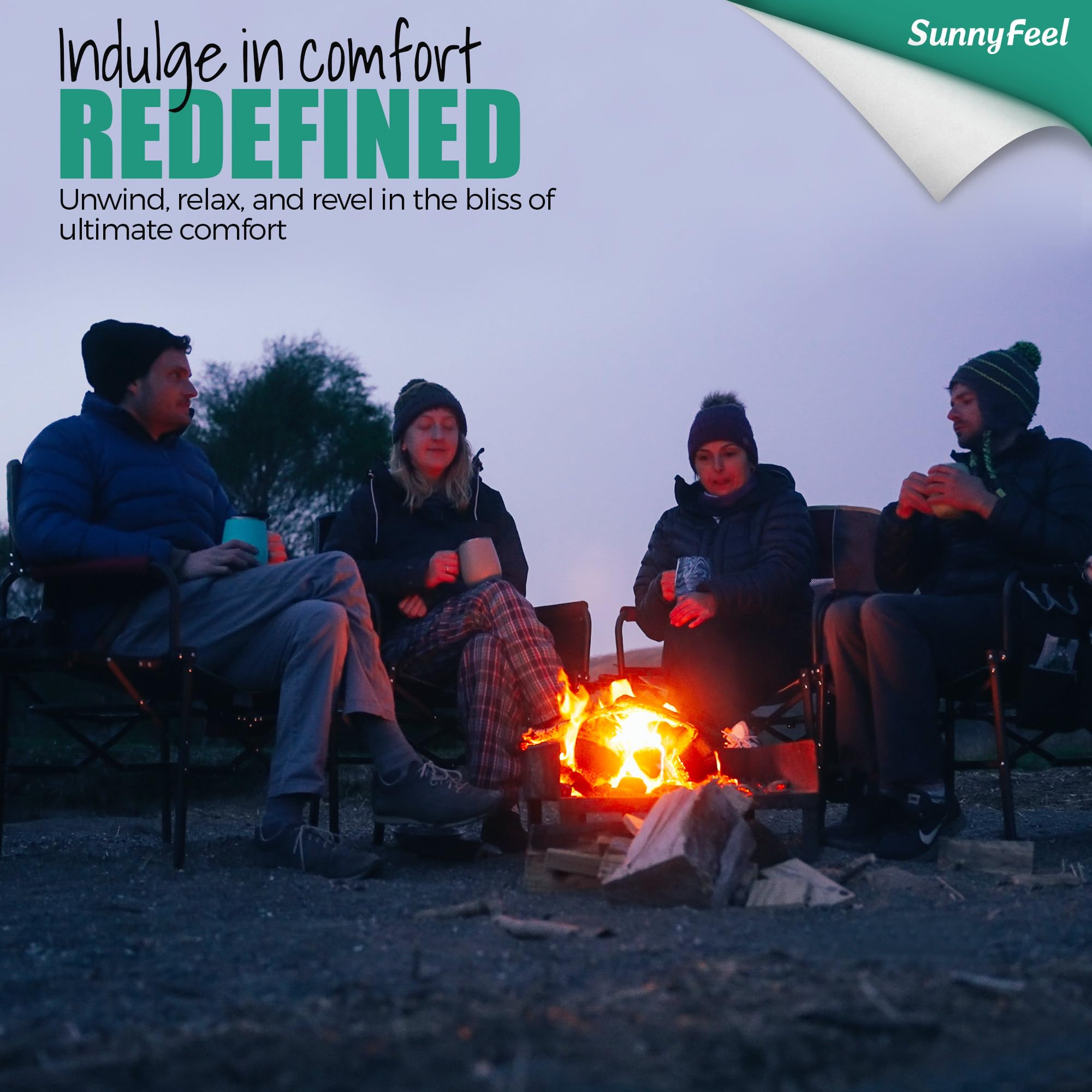 SunnyFeel chair portable folded demonstrates compact travel-ready seating.