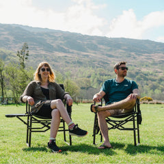 SunnyFeel director chair open for quick, easy setup during outdoor events.