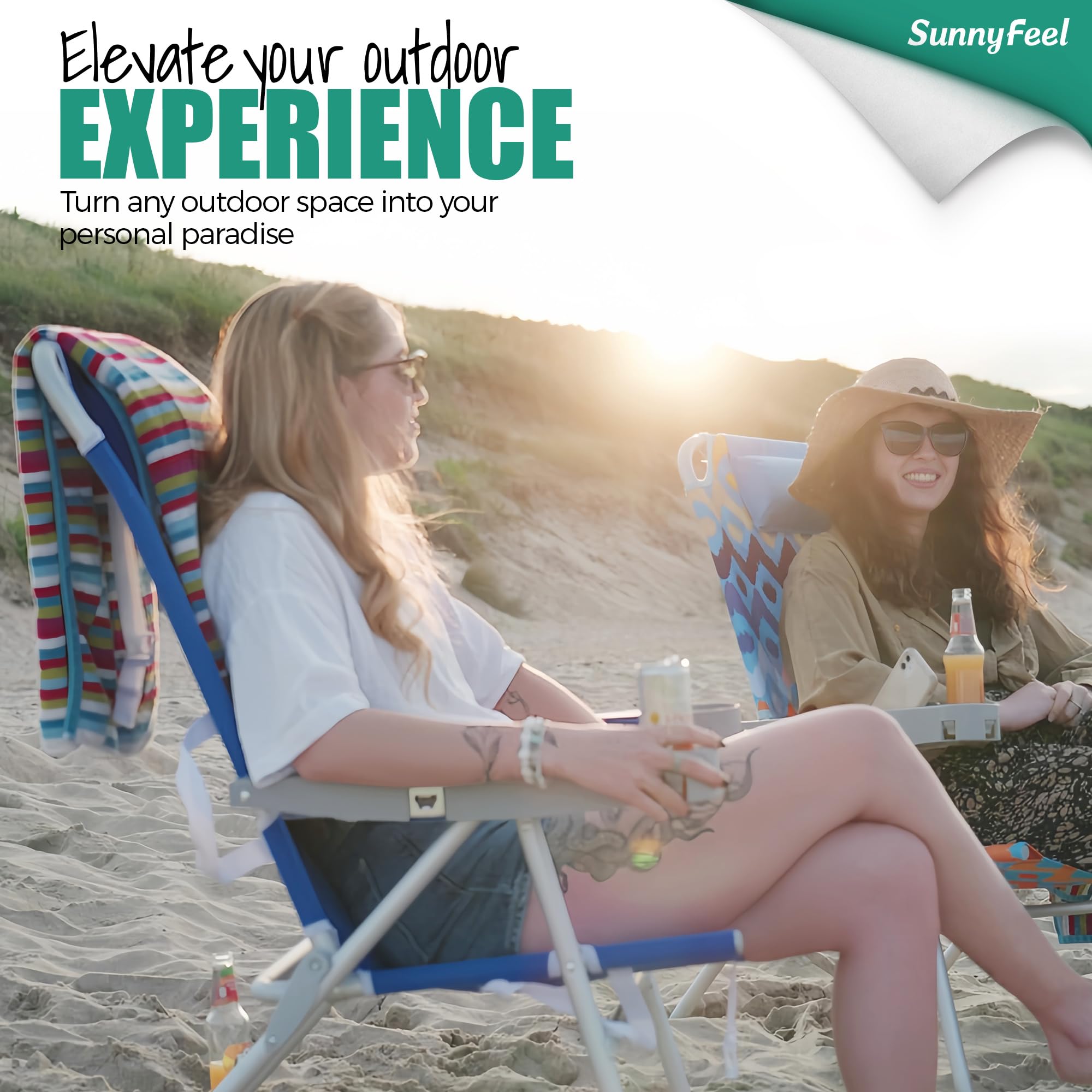 SunnyFeel easy-setup folding chair ready for park or outdoor use.