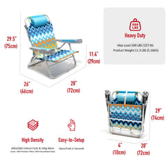 SunnyFeel extra-wide 28-inch low beach chair extended for comfortable lounging.