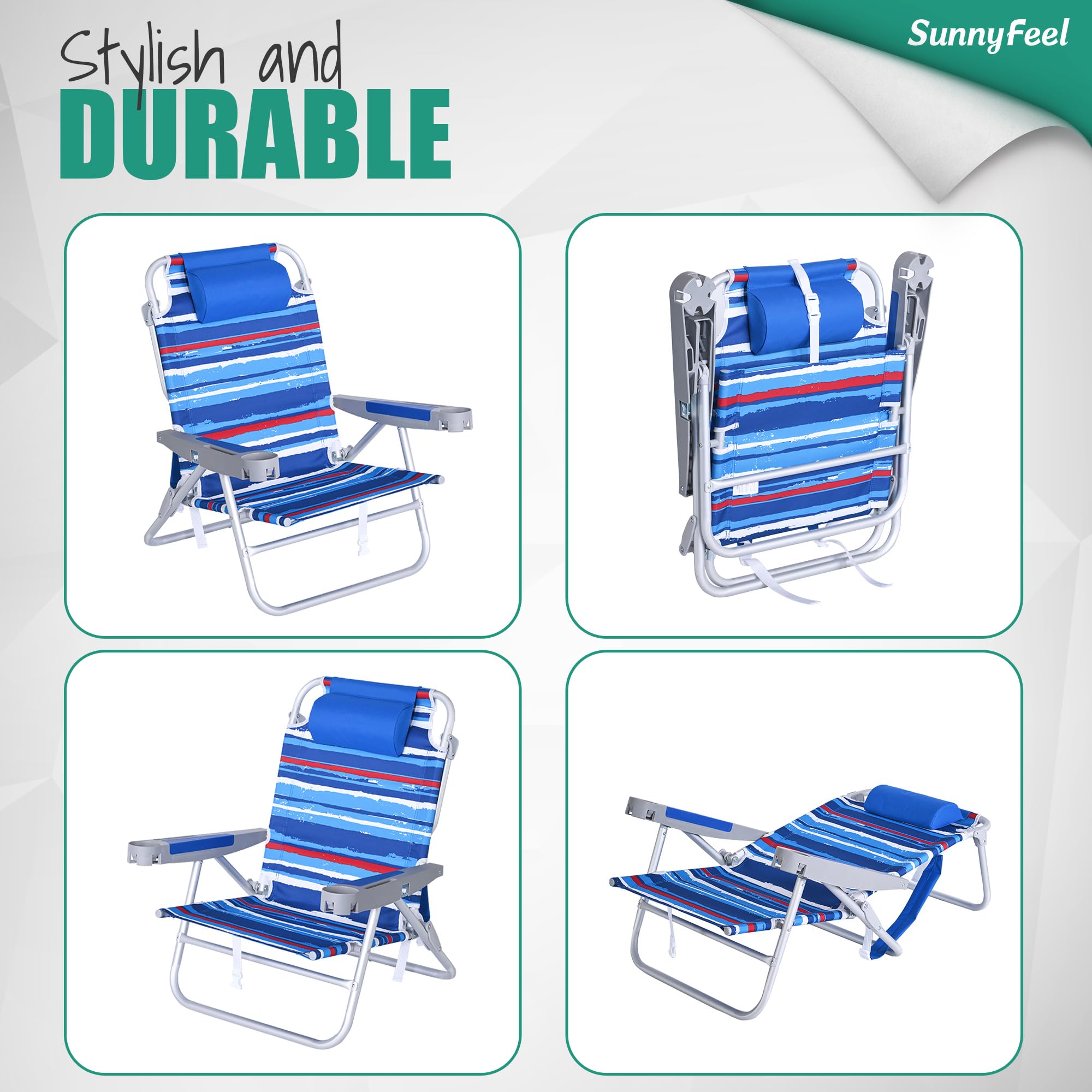 SunnyFeel Extra Wide Low Beach Chair ideal for beach trips and picnics.
