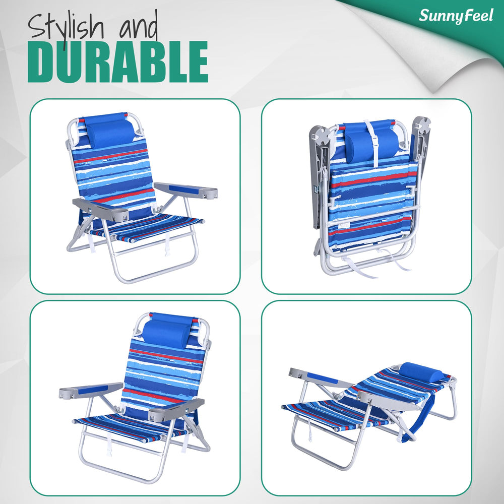 SunnyFeel Extra Wide Low Beach Chair ideal for beach trips and picnics.