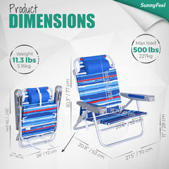 SunnyFeel chair fully reclined for all day beach relaxation.
