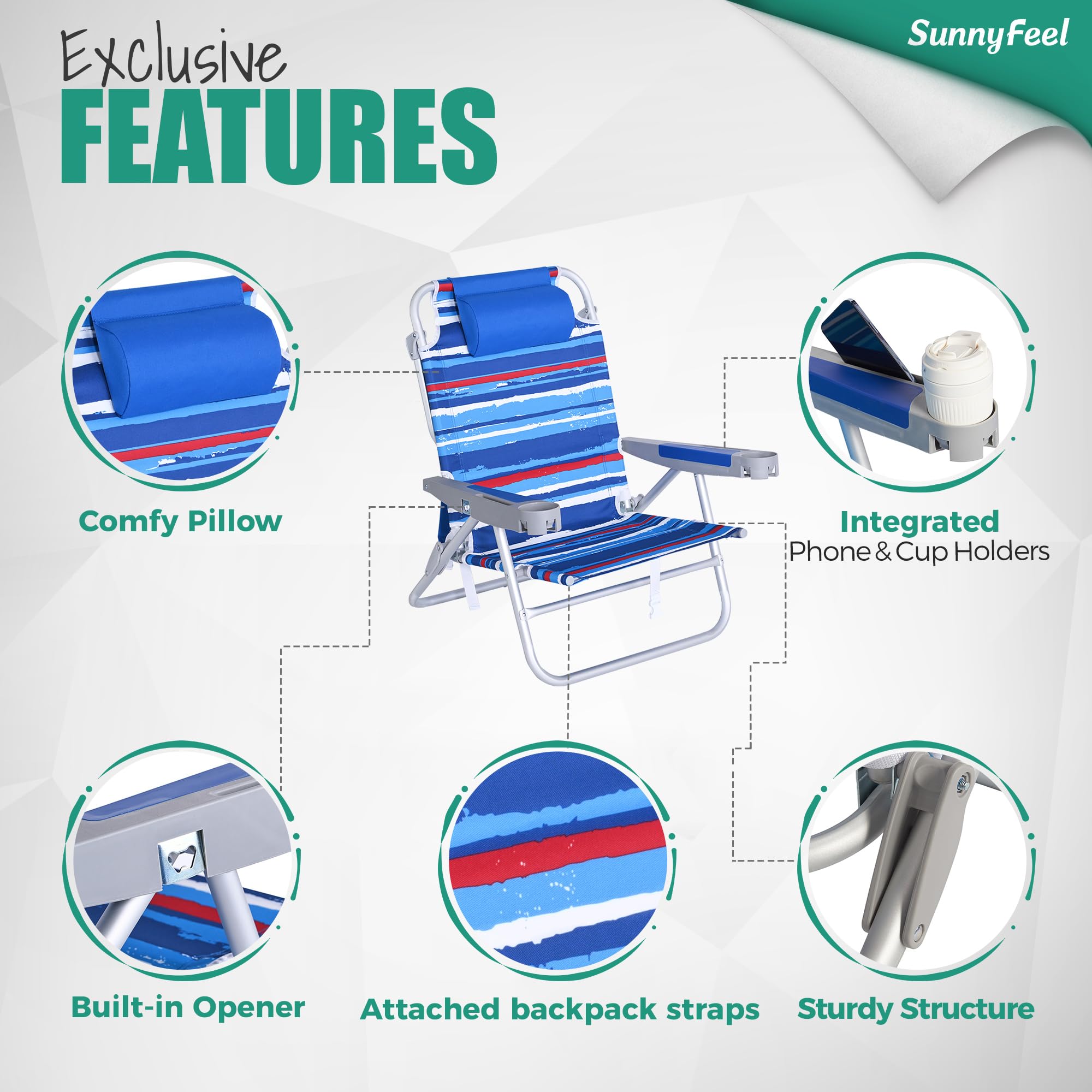 SunnyFeel chair uses durable Oxford cloth for breathable comfort.