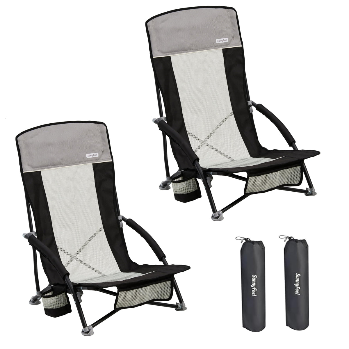 SunnyFeel folding beach chair black backrest offers comfortable support for long seaside sessions