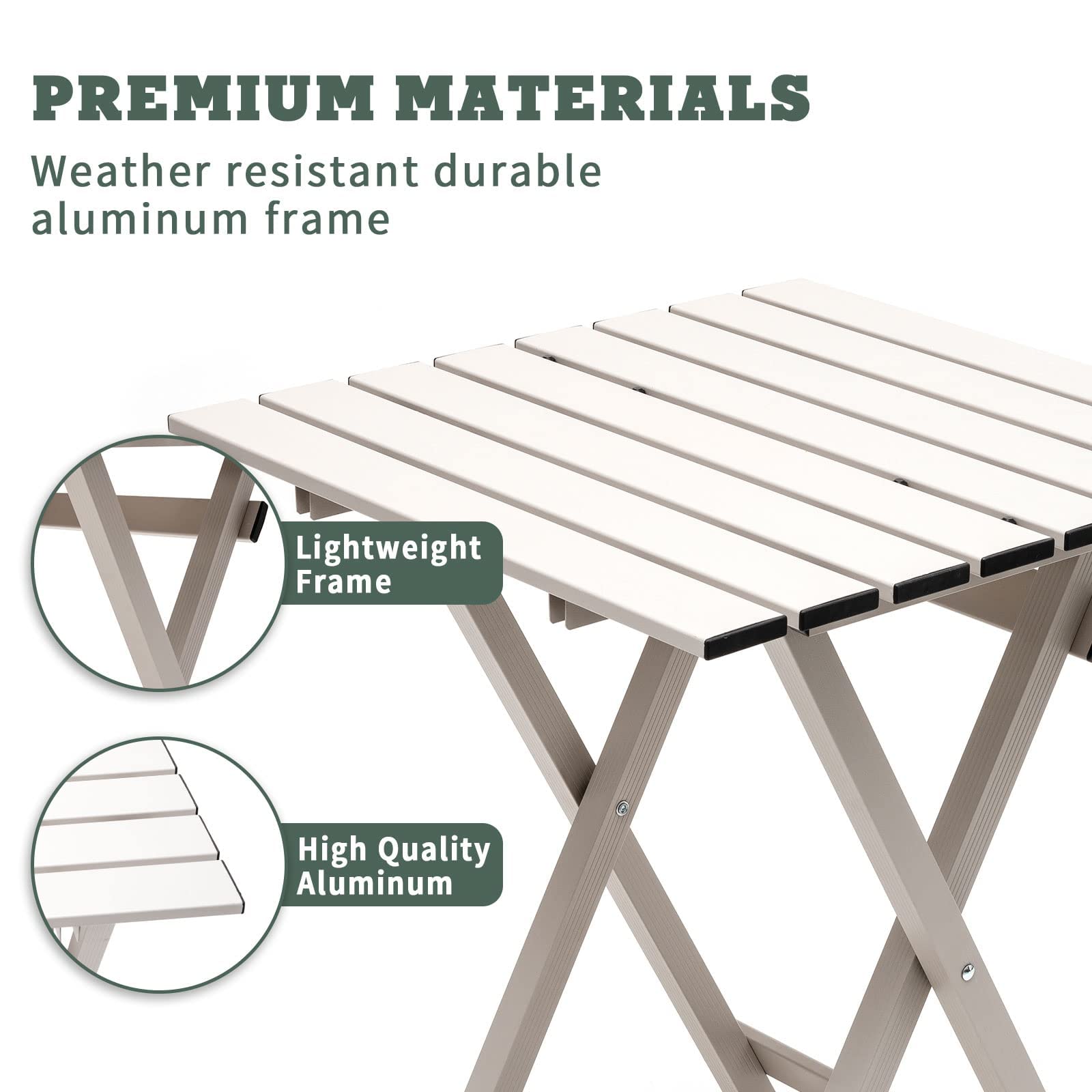Sunnyfeel folding camping table compact-folded for compact storage