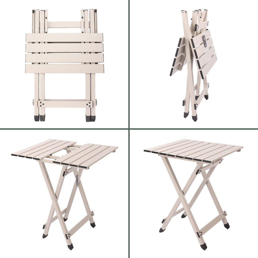 Sunnyfeel folding camping table used as a small laptop-dining surface