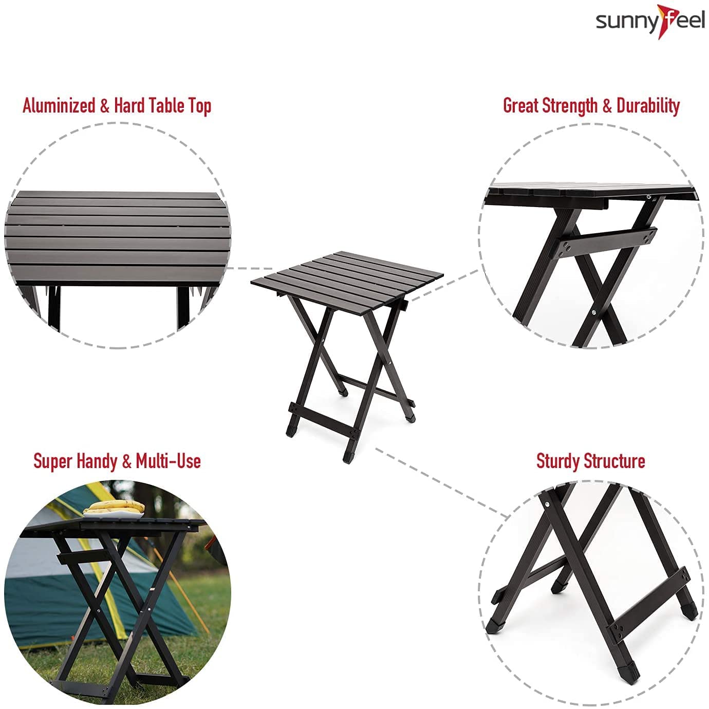 Sunnyfeel folding camping table for patio use and outdoor gatherings.