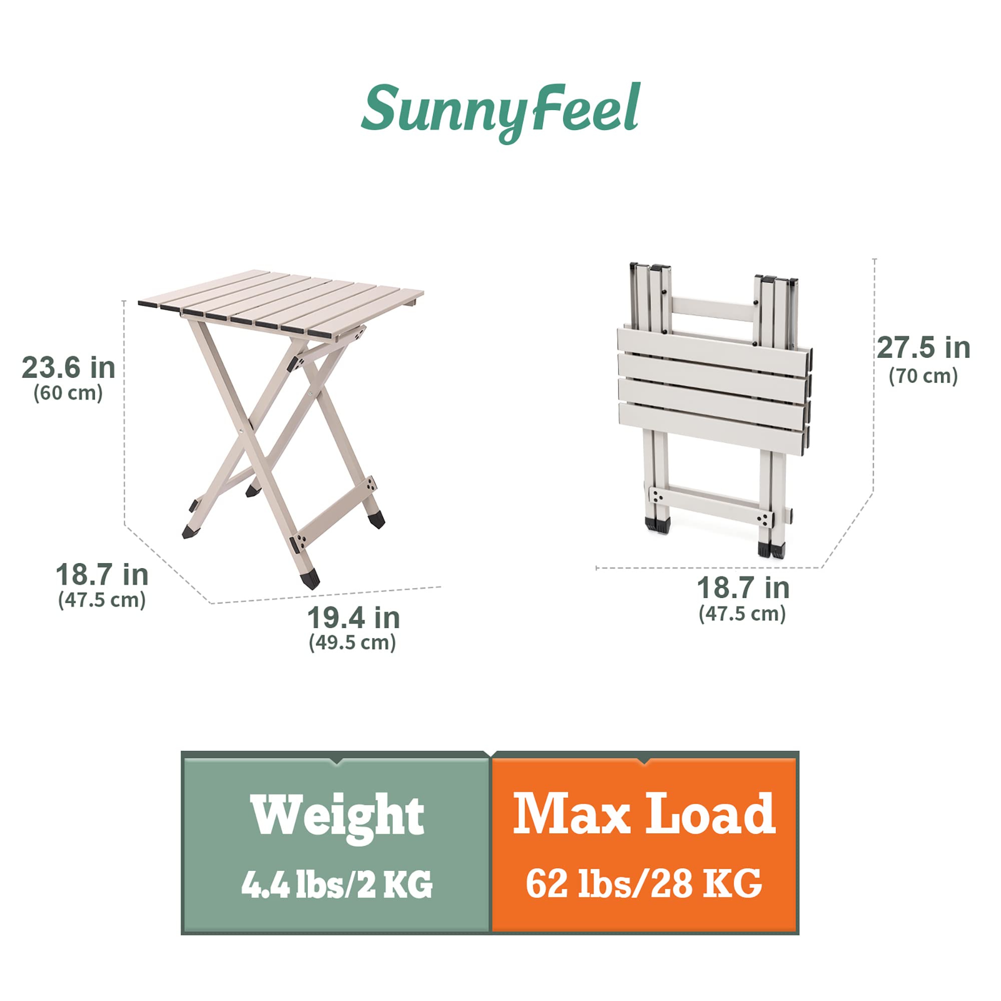 Sunnyfeel folding camping table two-person dining setup outdoors