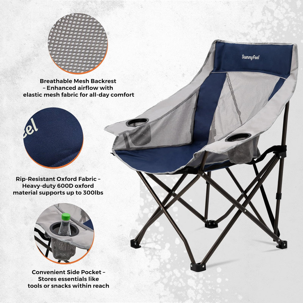 SUNNYFEEL folding chair folds compactly for car trunk storage and easy transport.