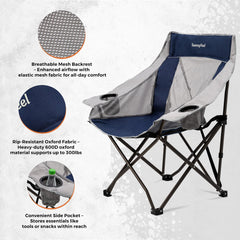 SUNNYFEEL folding chair folds compactly for car trunk storage and easy transport.
