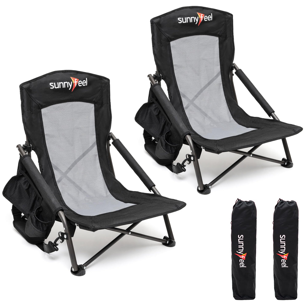 SunnyFeel folding low camping chair assembly for quick outdoor setup