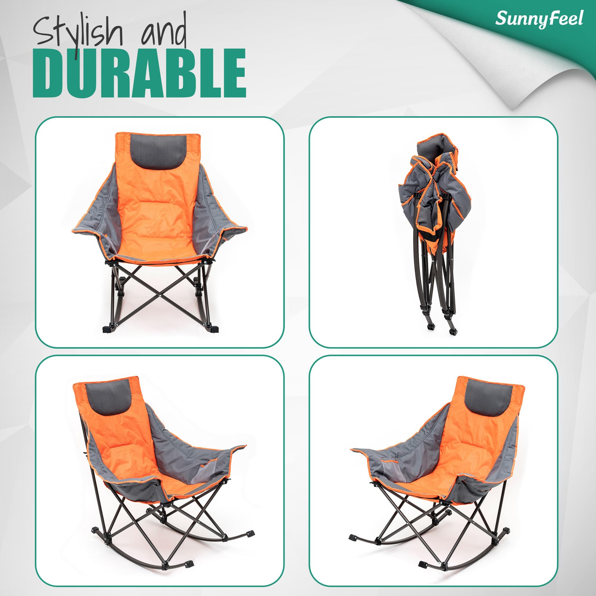 SunnyFeel heated camping chair compact folded dimensions save space
