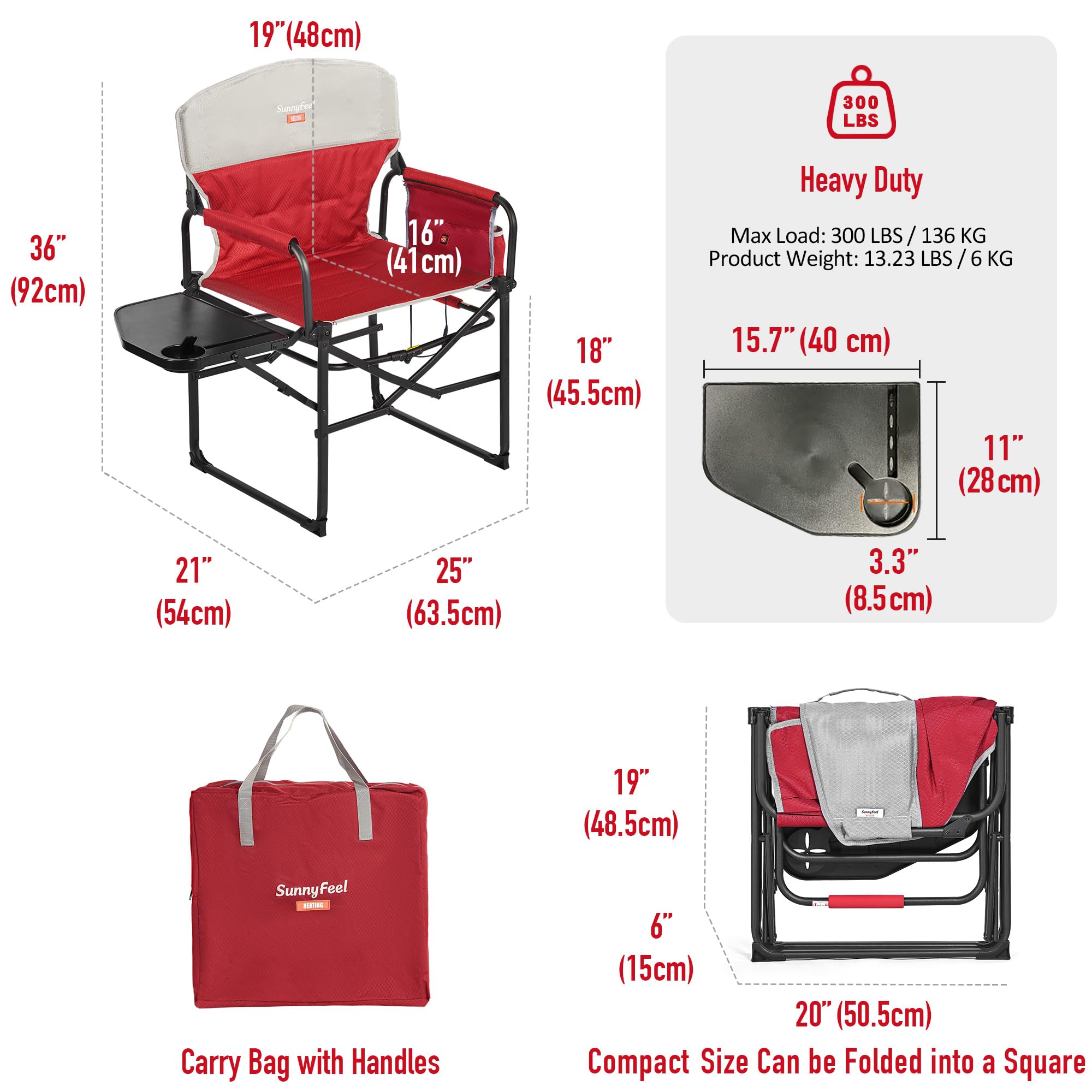 SunnyFeel heated chair heat dial showcases adjustable warmth for chilly evenings.