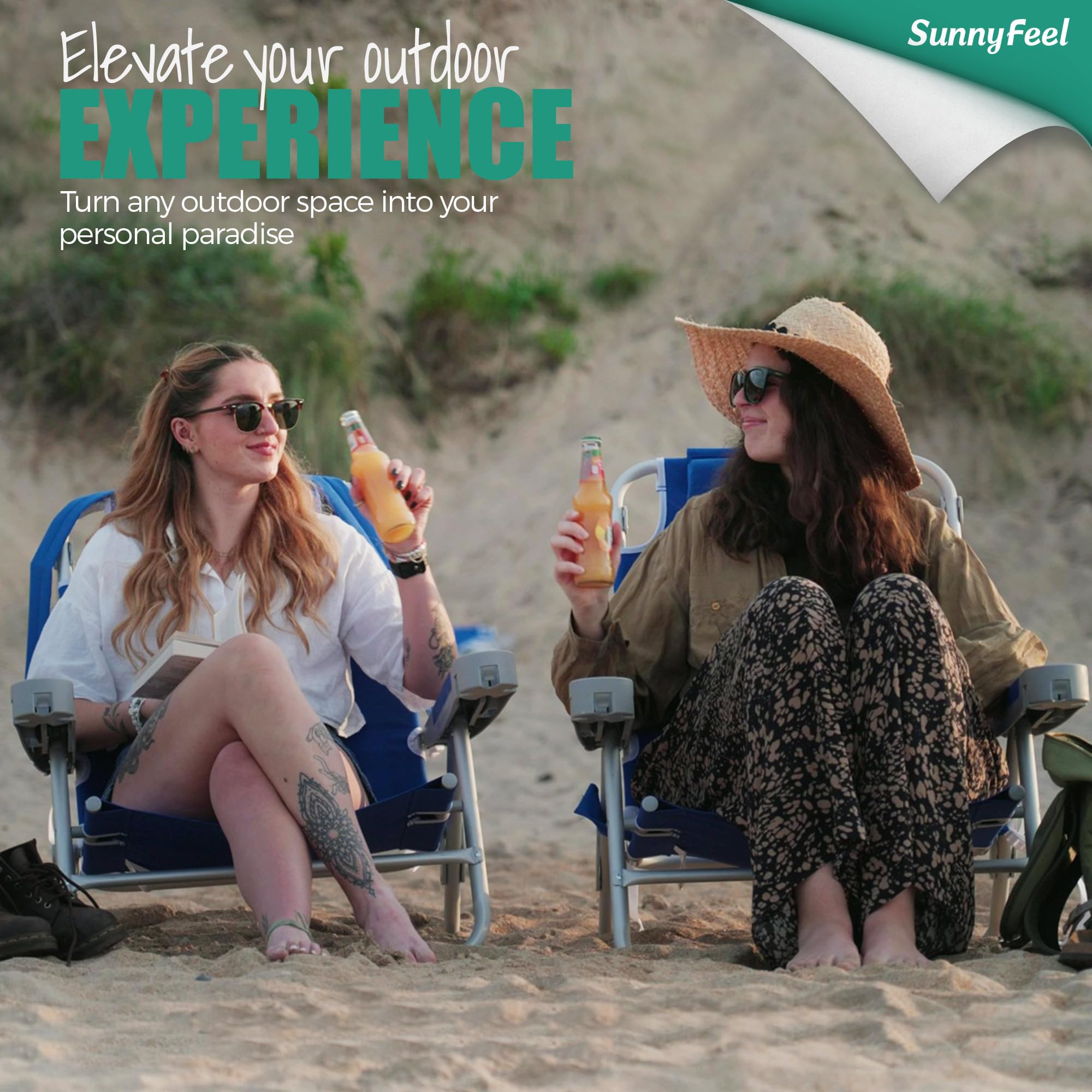 SunnyFeel heavy-duty aluminum frame supports up to 300 lbs for rugged use