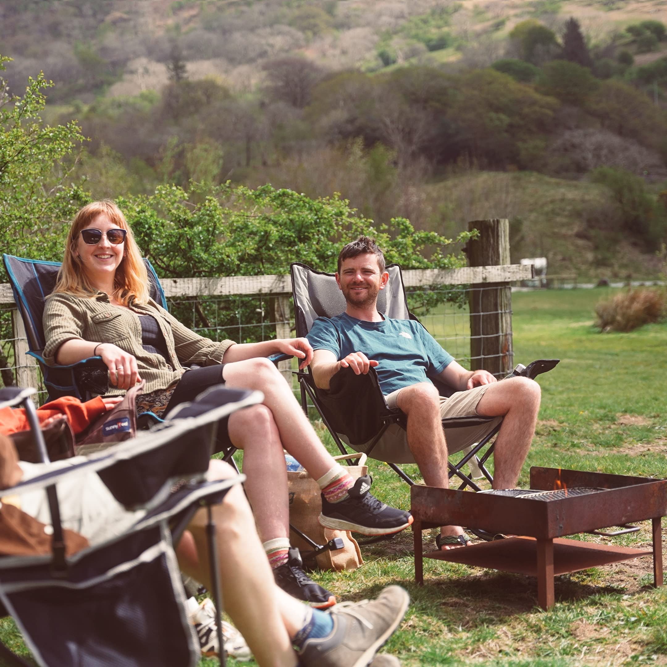 SUNNYFEEL high-back padded camping chair providing plush support for long outdoor sessions
