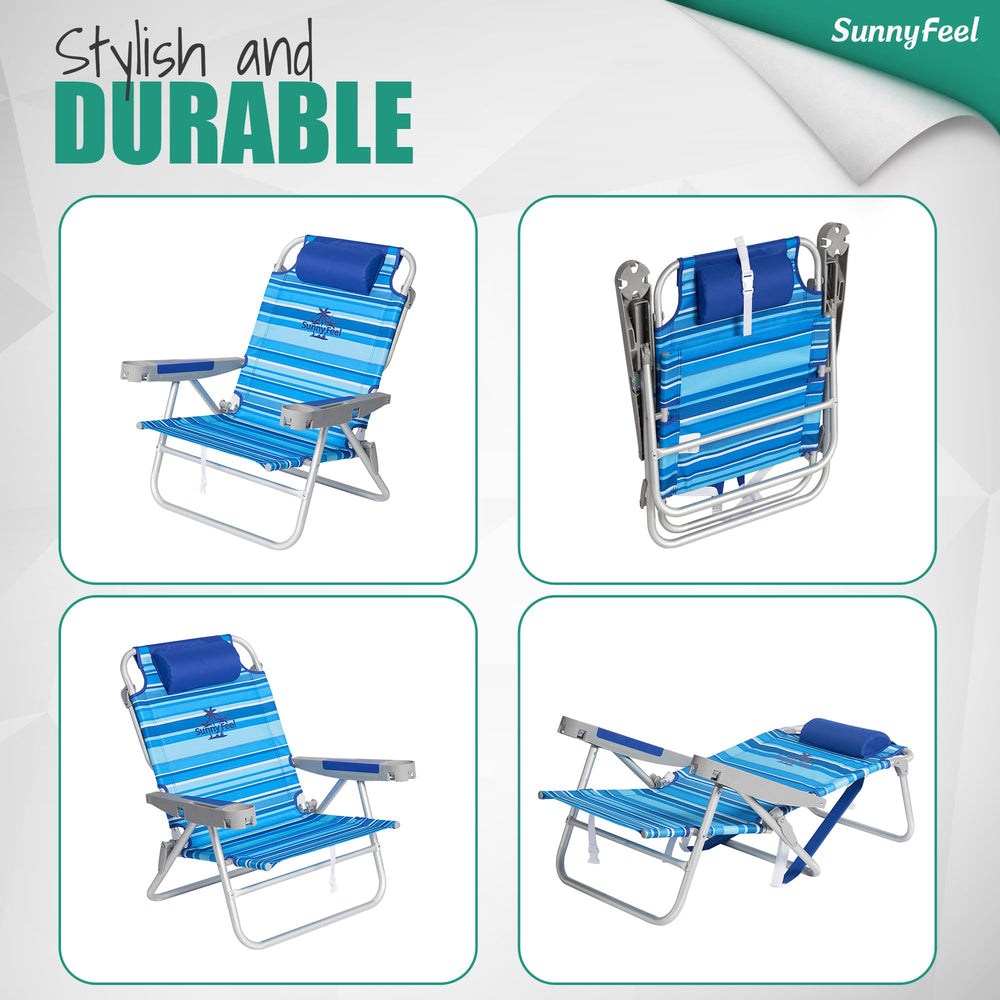 SunnyFeel lightweight 11lb portable chair ready for backpack-style transport