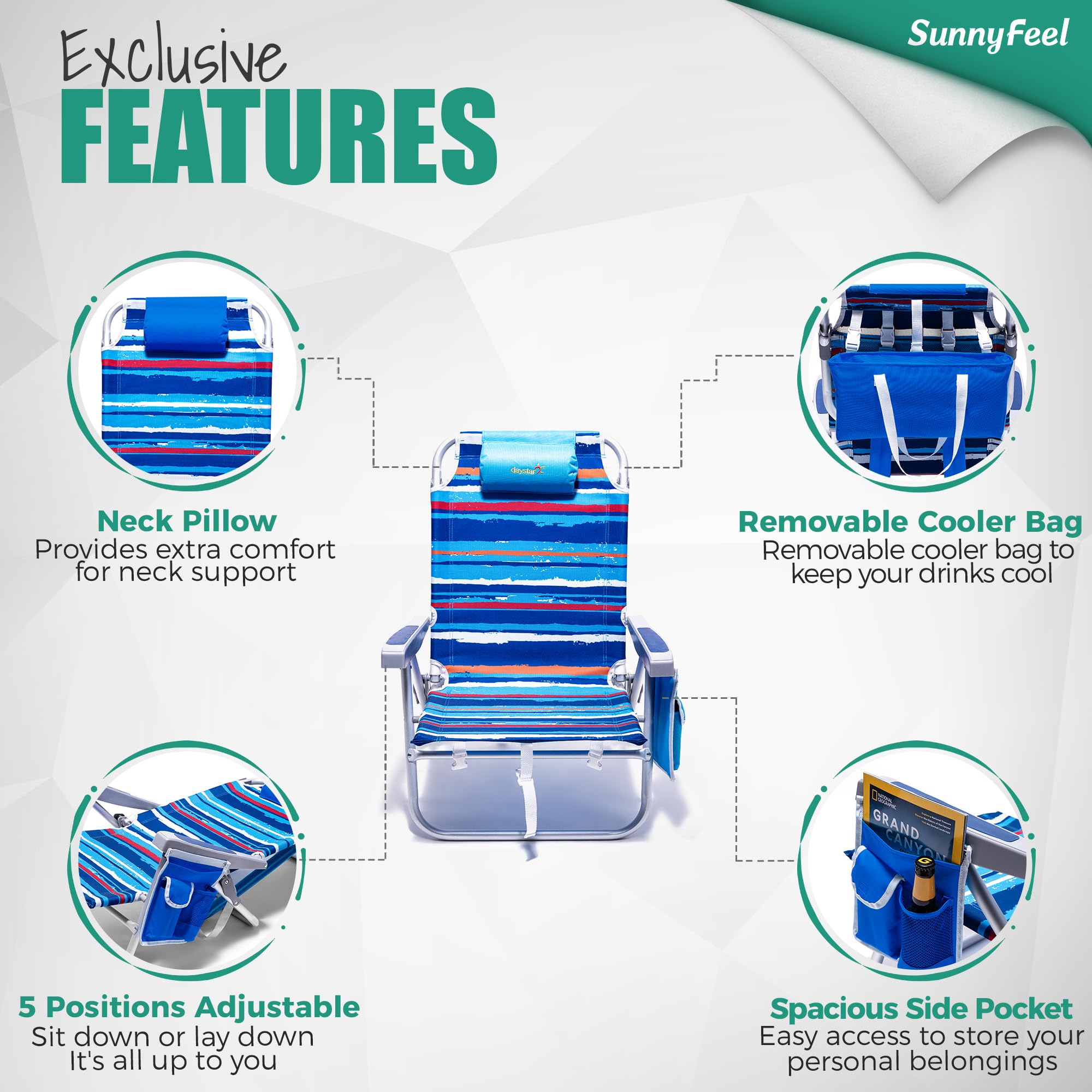 SunnyFeel lightweight aluminum frame built for sturdy yet portable use.