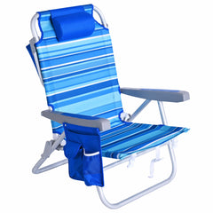 SunnyFeel low beach chair folded for easy backpack transport and storage.