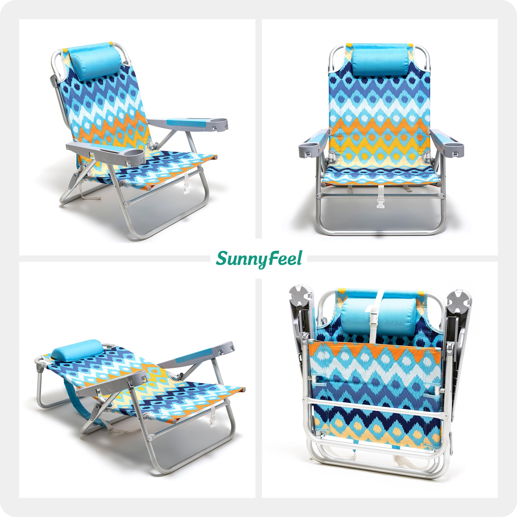 SunnyFeel multi-use camping beach chair suitable for camping, beach trips.
