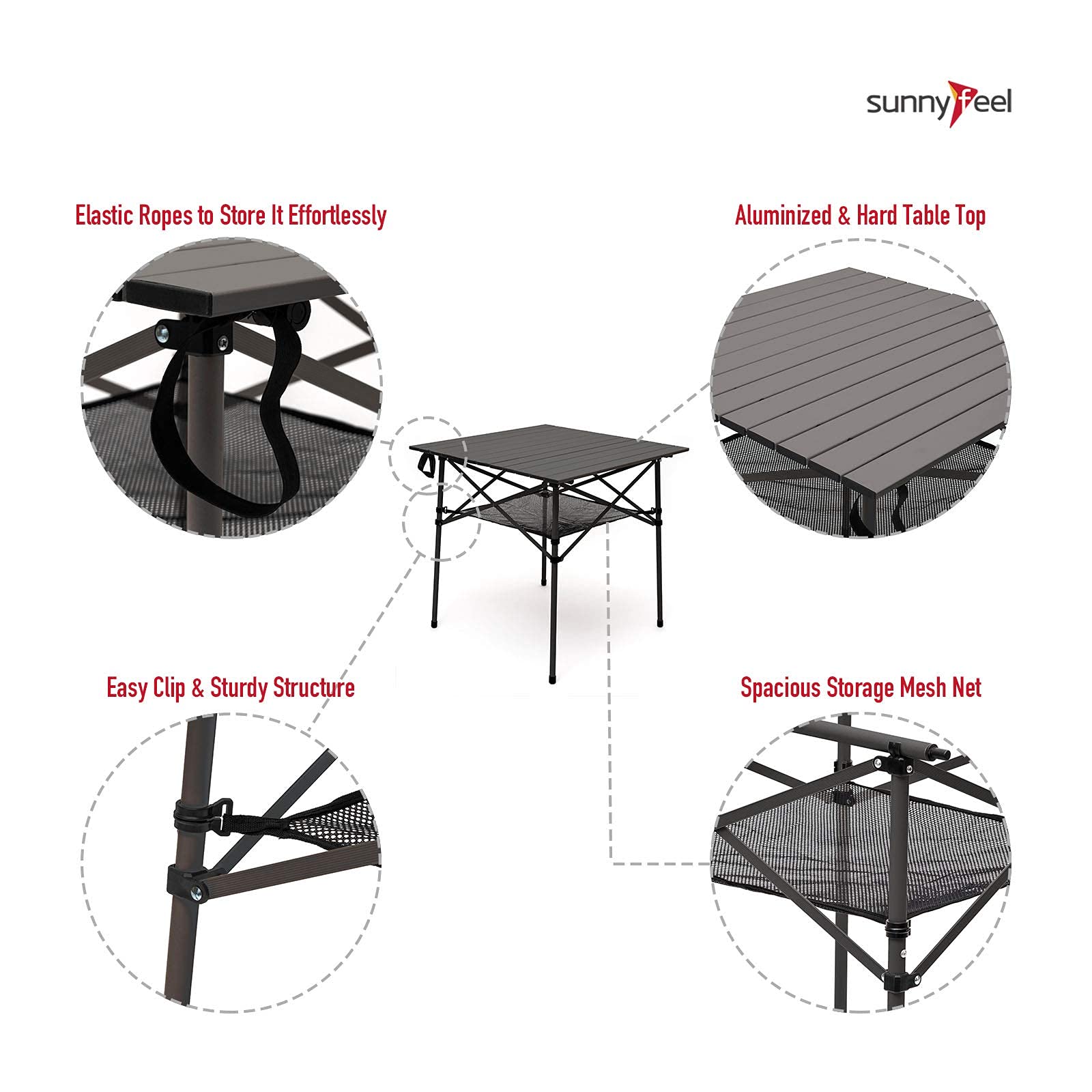 SunnyFeel 4-person dining setup on the SunnyFeel table