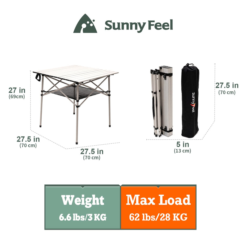 SunnyFeel aluminum folding table with powder coating for durable outdoor use
