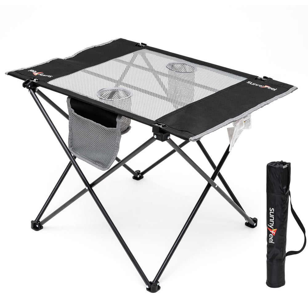 Sunnyfeel outdoor folding table setup for two, ideal for picnics and camping.