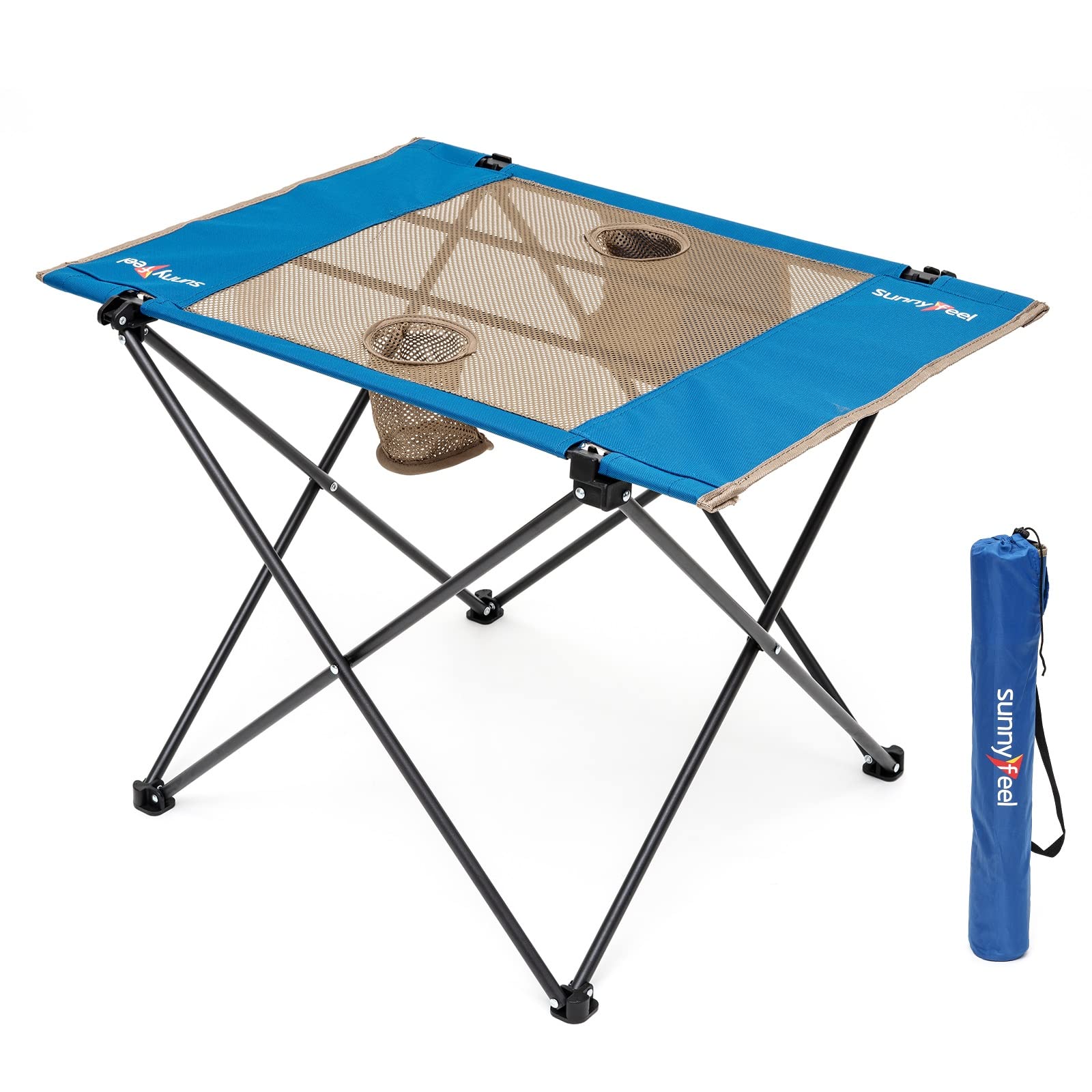 SunnyFeel Outdoor Folding Table top view highlights portable design for picnics.