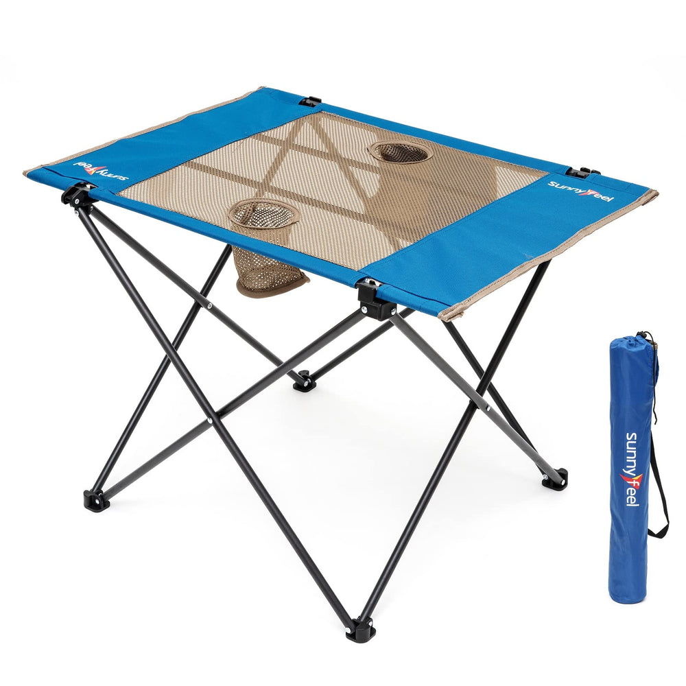 SunnyFeel Outdoor Folding Table top view highlights portable design for picnics.
