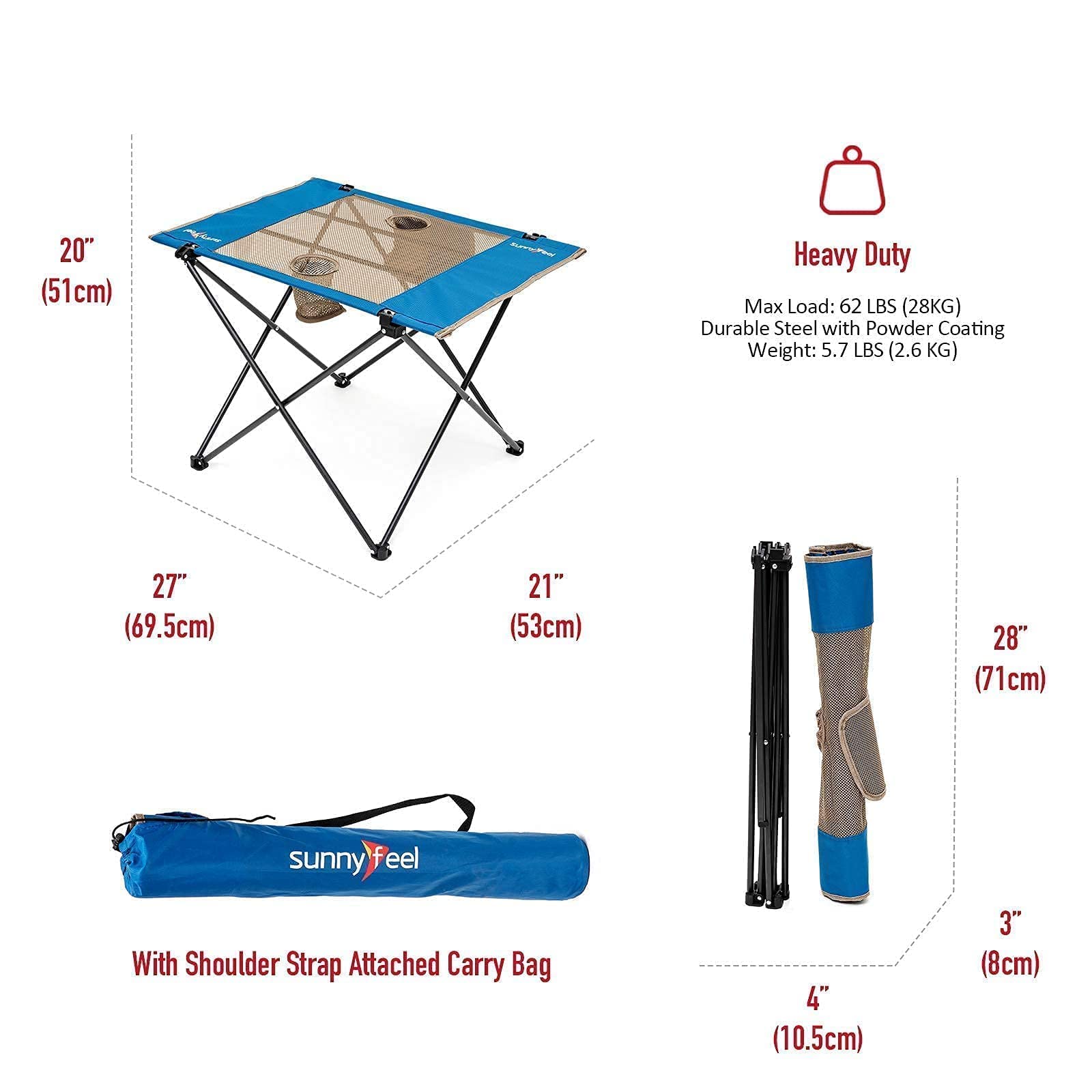 SunnyFeel Outdoor Folding Table two diners outdoor dining setup shows compact versatility.