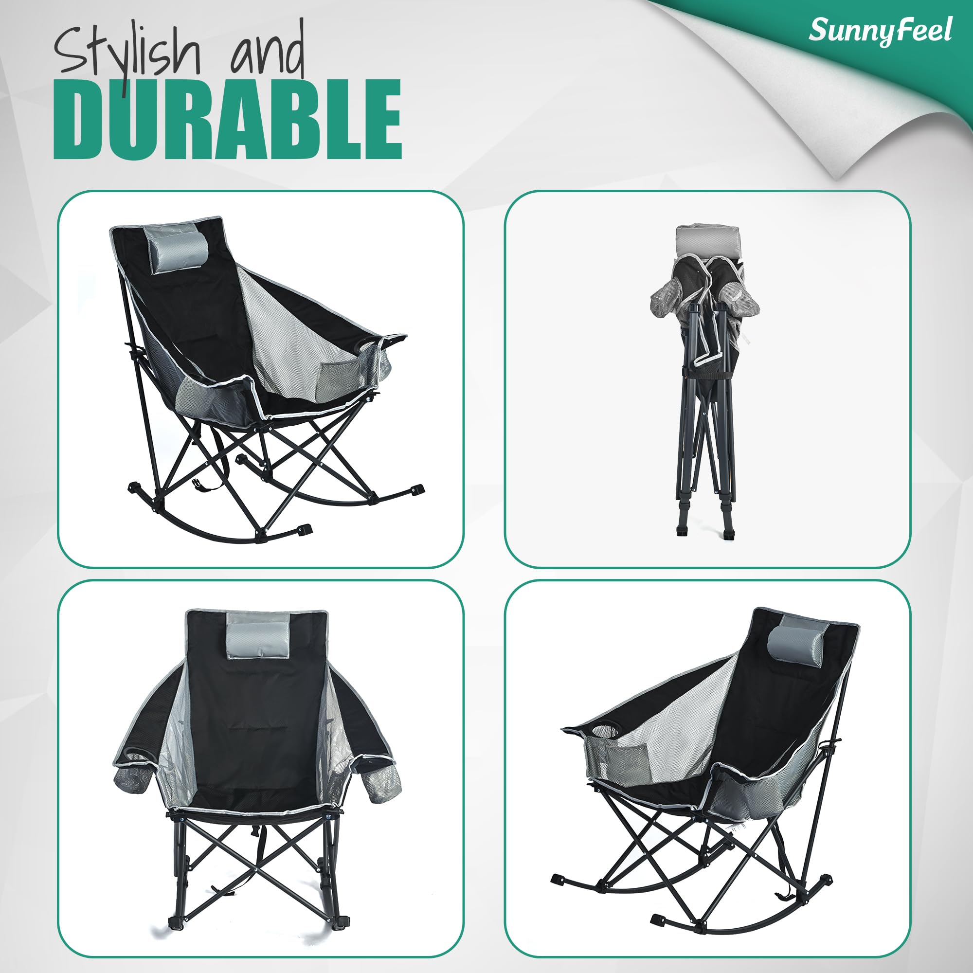 SunnyFeel outdoor-lounge chair ready for patio, picnics, and camping.