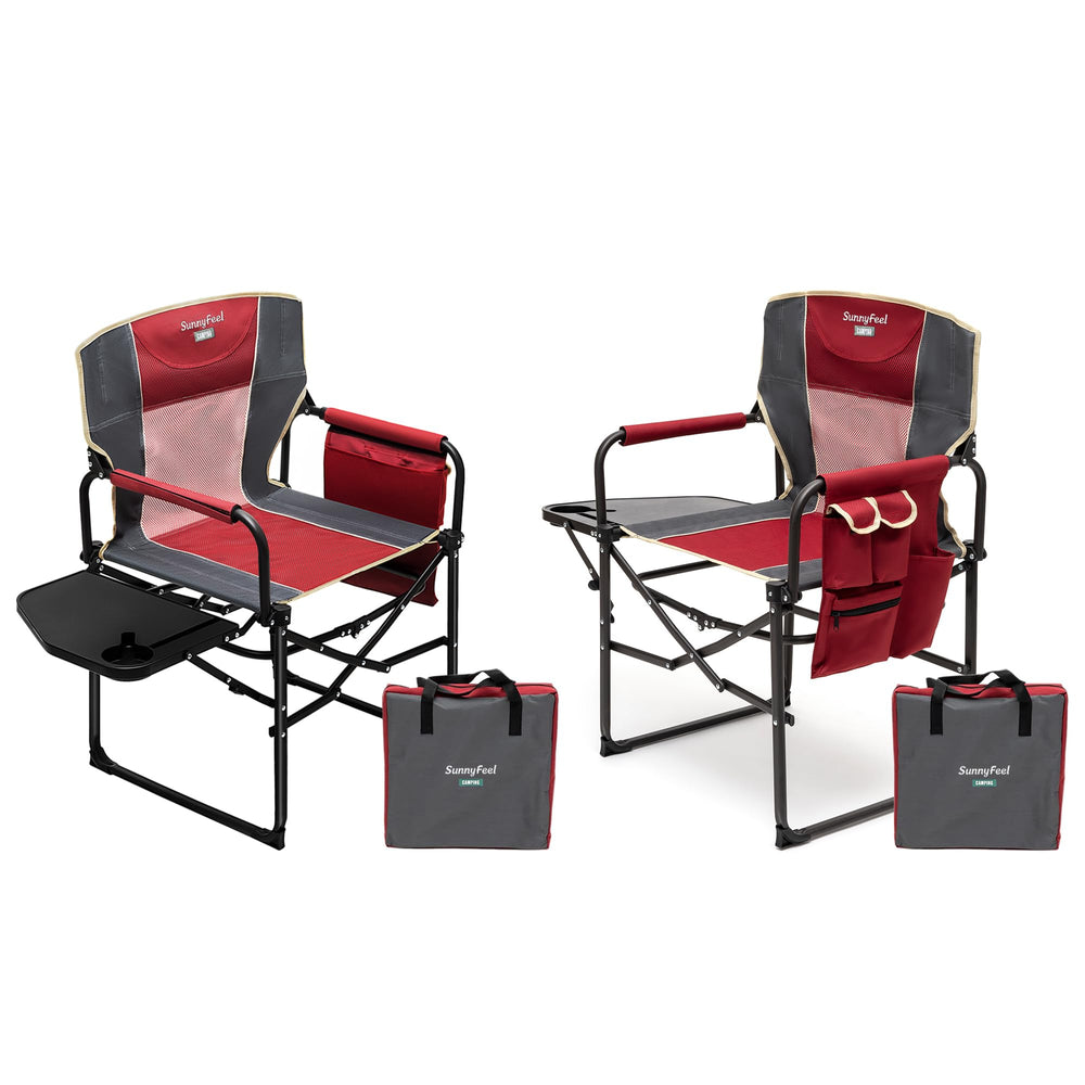 Sunnyfeel oversized camping directors chair 2-pack front view with sturdy frame for heavy use