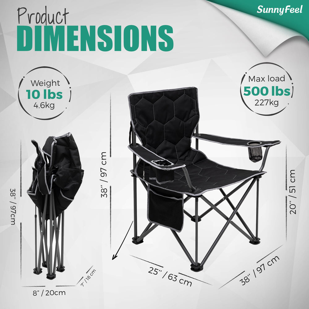 SUNNYFEEL oversized folding camping chair backrest provides comfortable support.