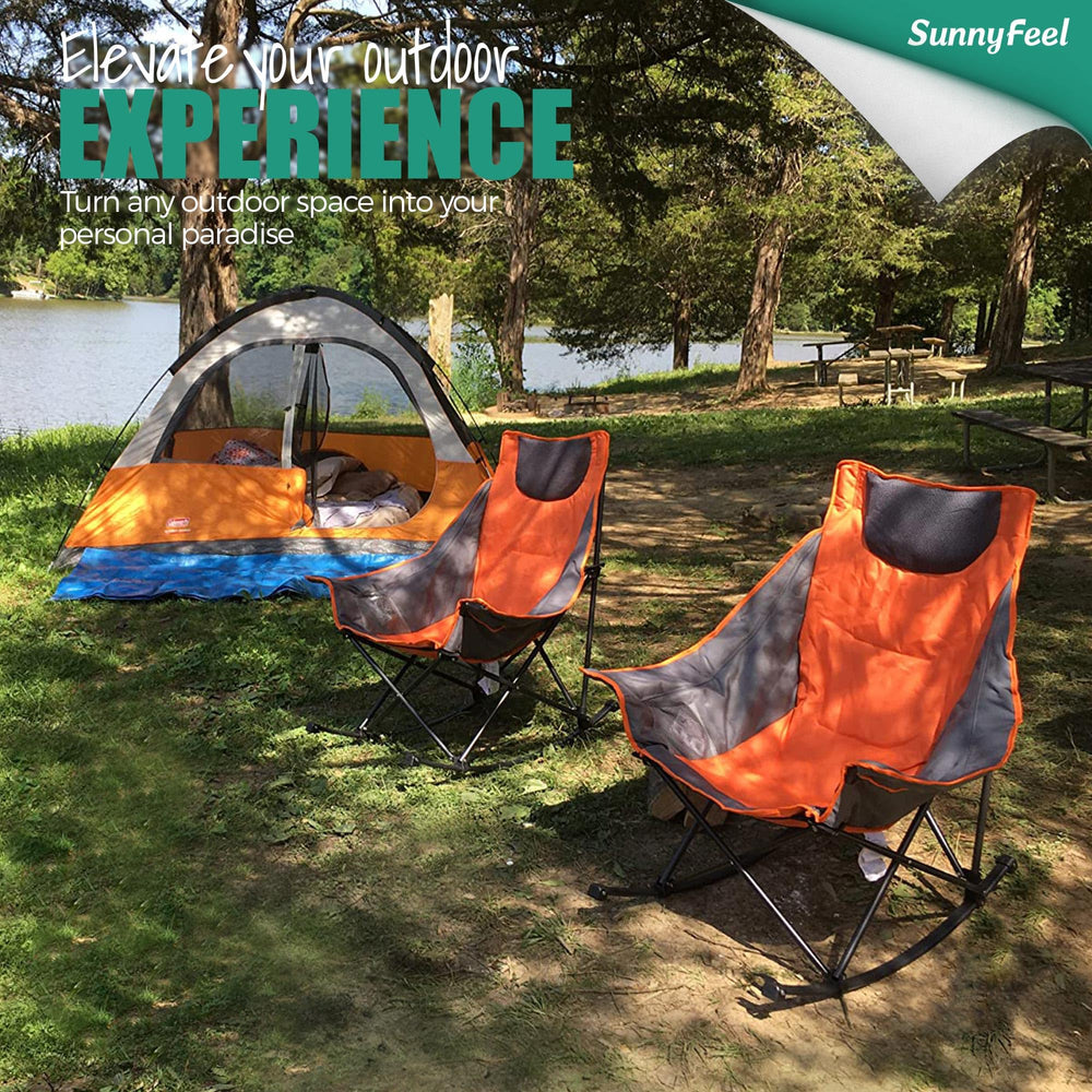 SunnyFeel oversized heated camping chair 2-pack assembled for outdoor lounging