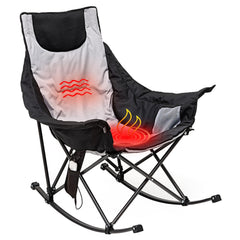 SunnyFeel oversized heated camping chair folded for compact storage and easy portability.