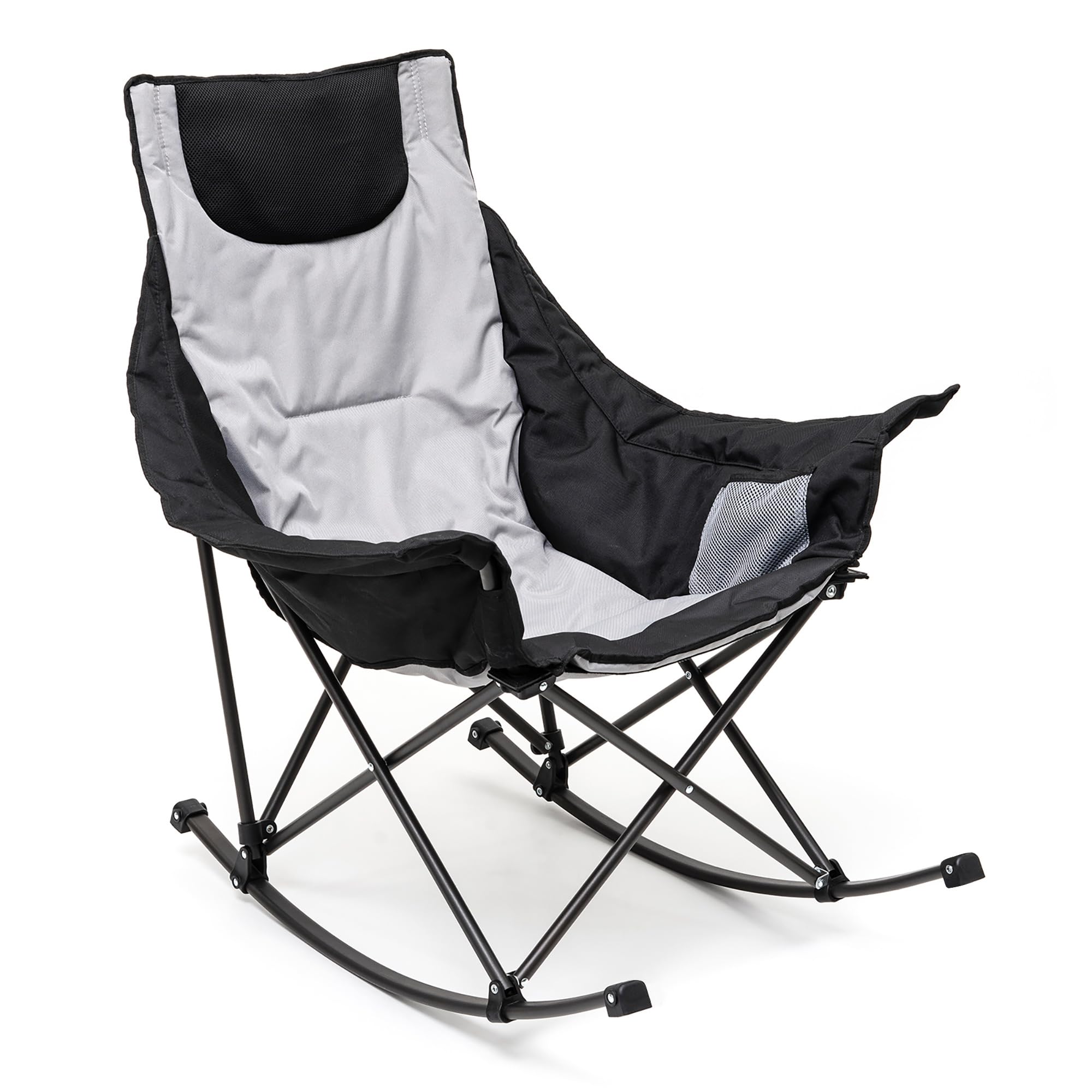 SUNNYFEEL oversized rocking camping chair with side pocket for hands-free storage during outdoor use