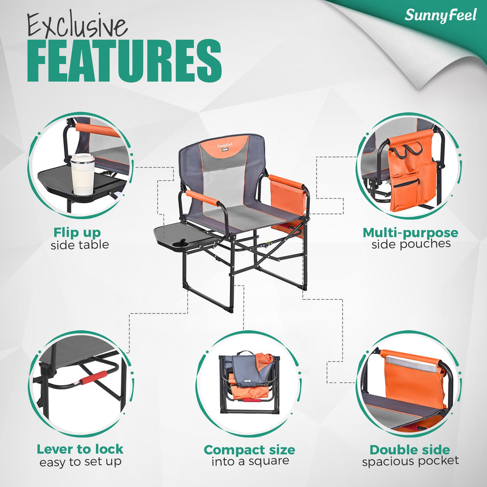 SunnyFeel oversized seat offers comfortable seating on grass, sand, or pavements.