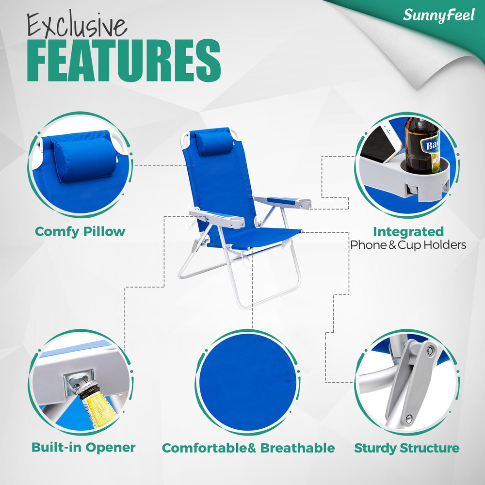 SunnyFeel sturdy aluminum frame supports up to 500 lbs on outdoor trips.