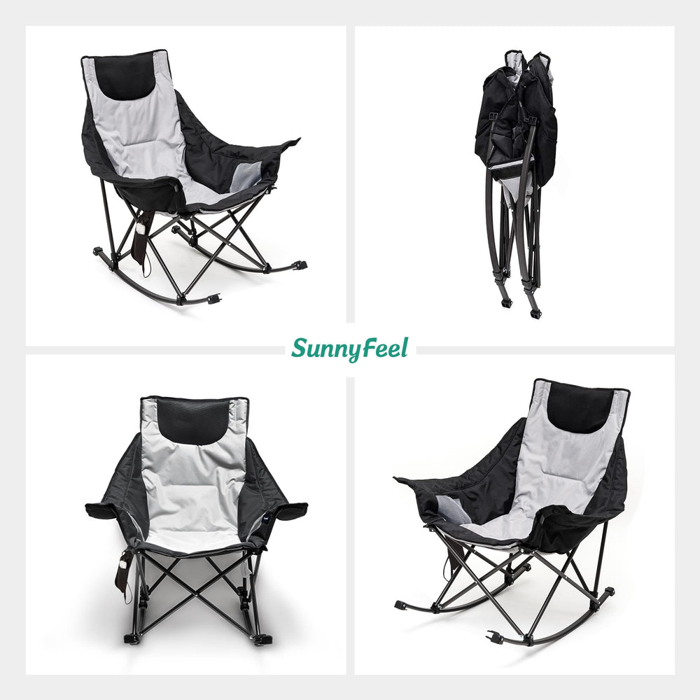 SunnyFeel portable rocking heated chair ideal for lawn, camping, or festivals.