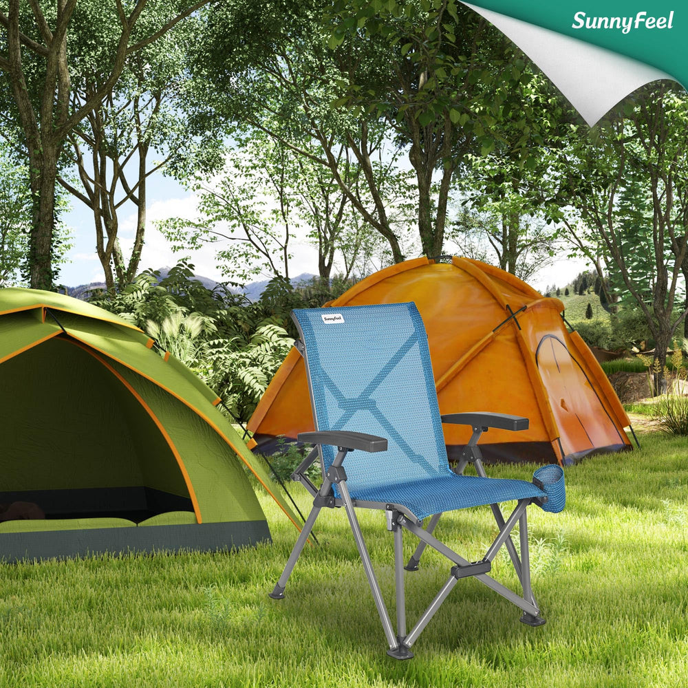 SunnyFeel quick-setup camping chair ready in one second.