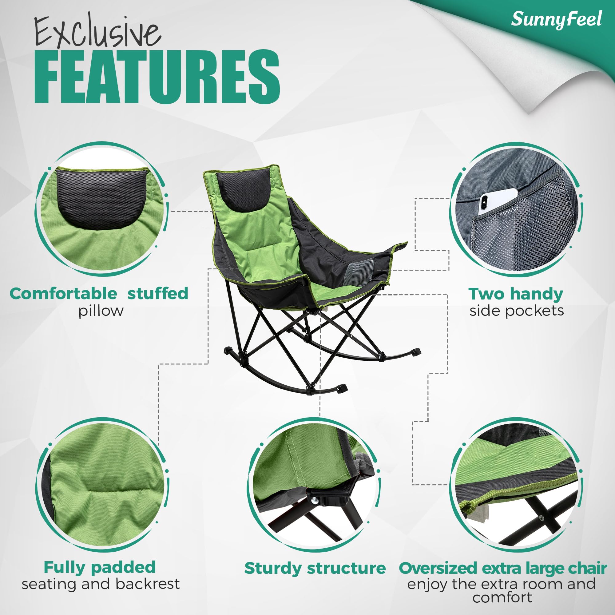 SunnyFeel rocking chair 2-pack emphasizes value for family outdoor outings.