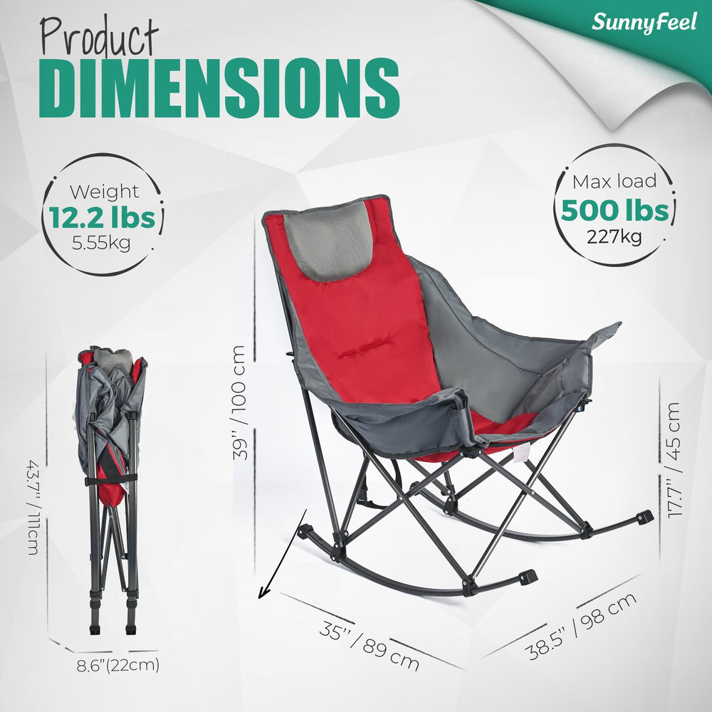 SunnyFeel rocking-chair-folding-compact design fits small spaces and travels easily.