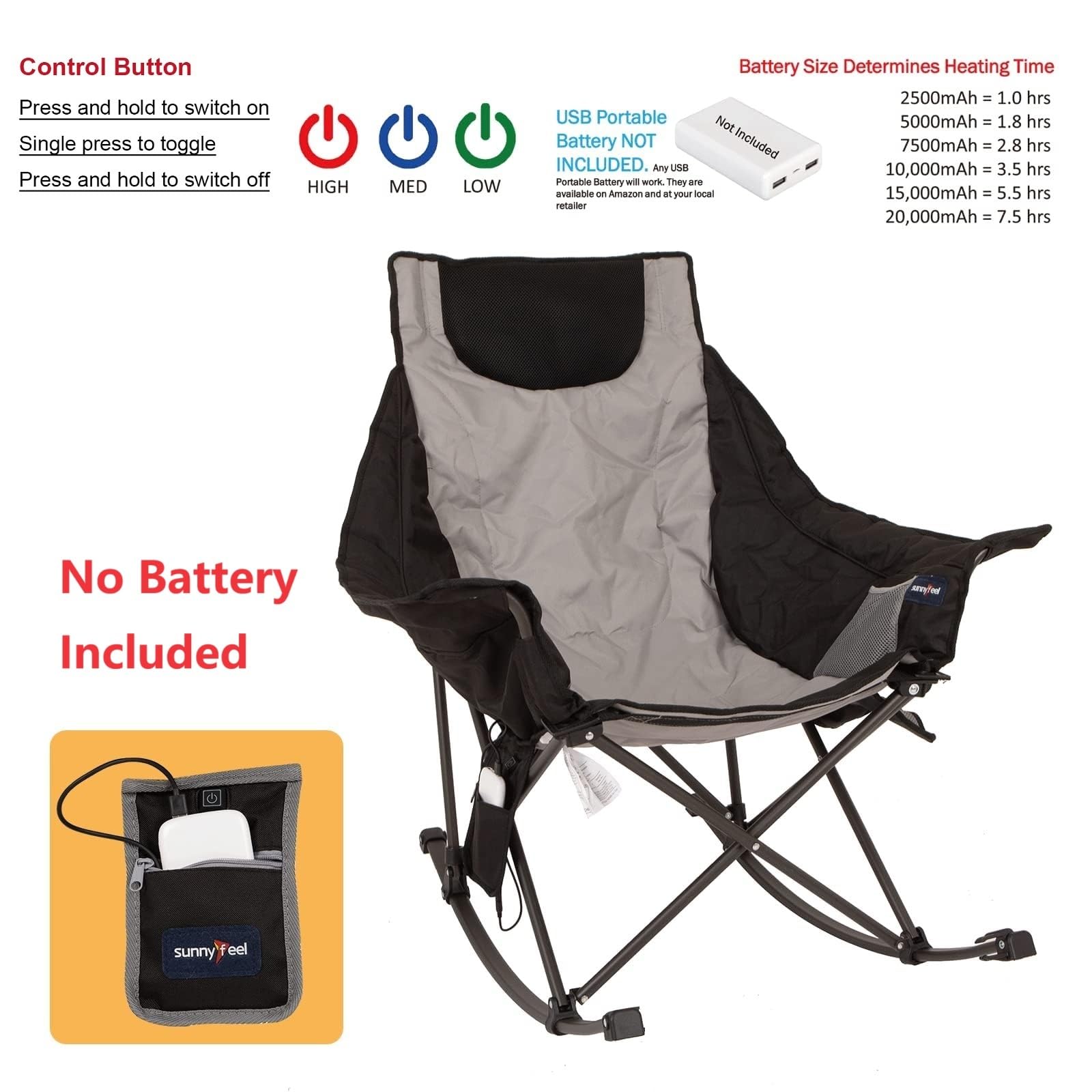SunnyFeel sturdy steel frame emphasizes heavy-duty support for outdoor use.