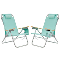SUNNYFEEL tall beach chair green front view shows lightweight frame for easy transport.