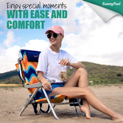 SUNNYFEEL tall beach chair green portable design highlights quick setup and easy carry.