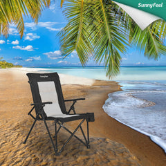 SunnyFeel UV-resistant fabric camping chair under sun