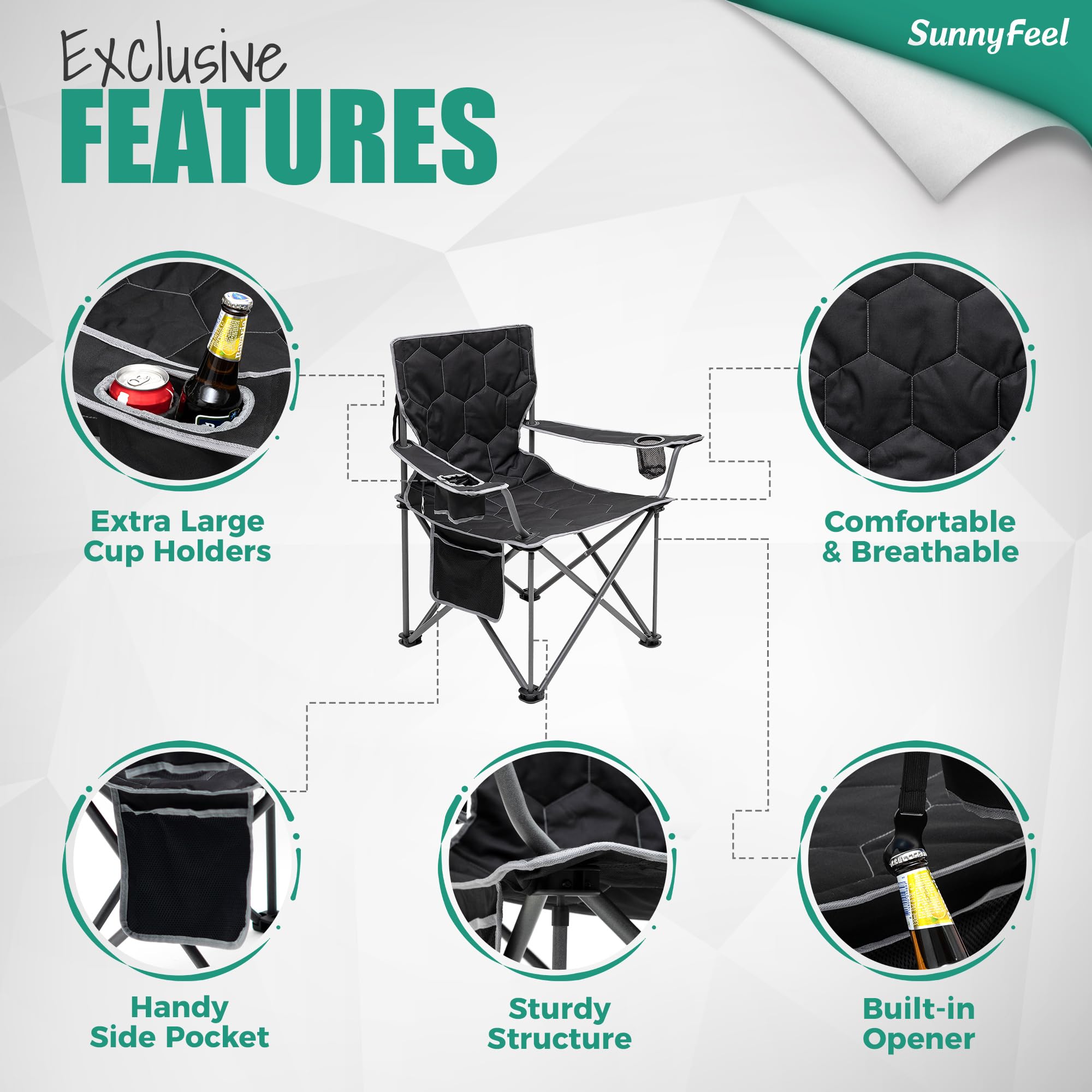SUNNYFEEL XL chair outdoor picnic scene illustrates versatile camping and beach use.