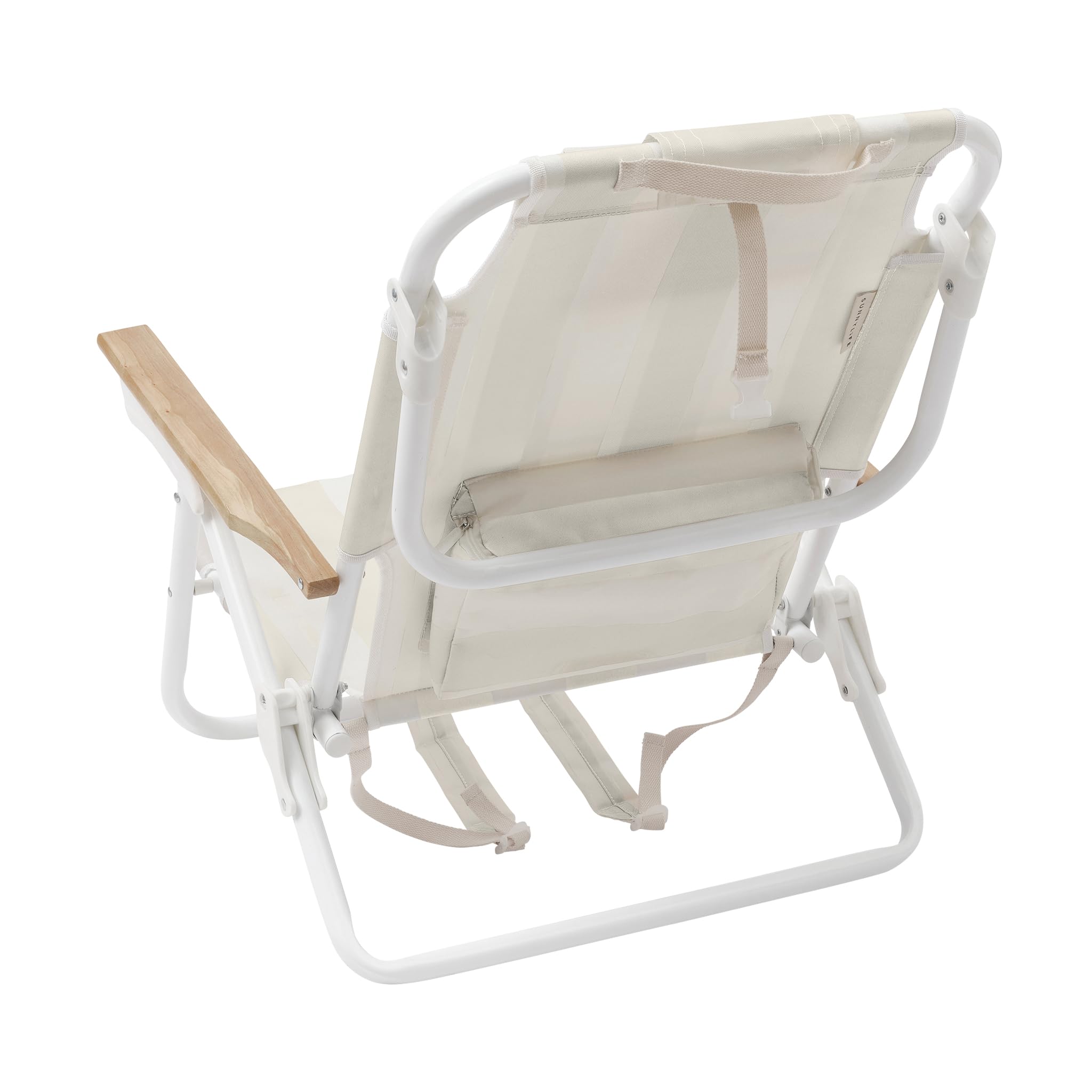 Sunnylife Beach Chair Deluxe Oyster Stripe cooler pocket keeps drinks chilled