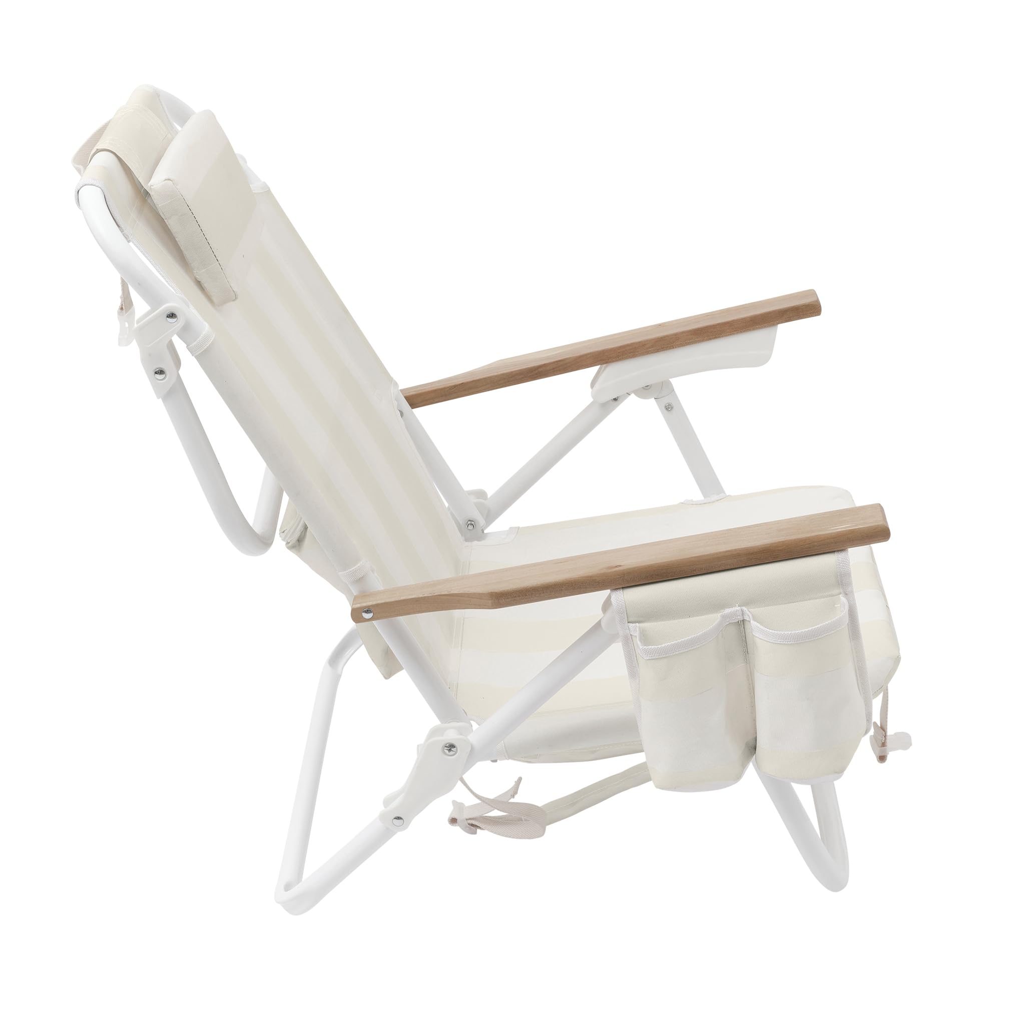 Sunnylife Beach Chair Deluxe Oyster Stripe folded compact for easy transport