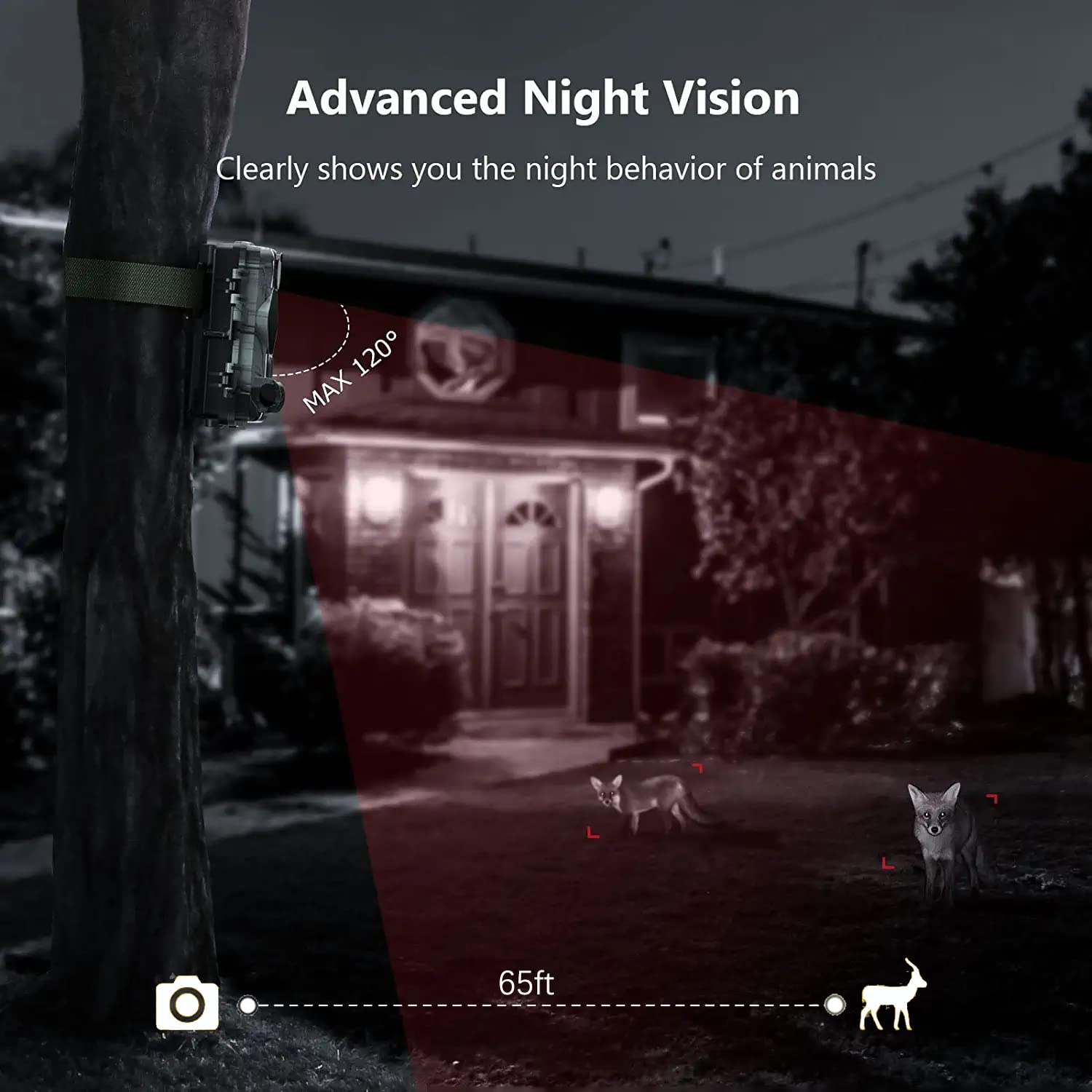 SuntekCam 120-degree wide-angle lens covers broad scenes.
